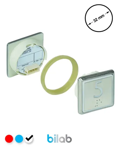 KM863051G081H005 KDS STD BUTON, BEYAZ, KARE, SOMUNLU, SBS.5 – KONE uyumlu