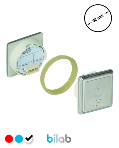 KM863051G081H006 KDS STD BUTON, BEYAZ, KARE, SOMUNLU, SBS.6 – KONE uyumlu