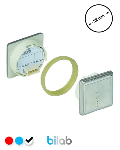KM863051G081H009 KDS STD BUTON, BEYAZ, KARE, SOMUNLU, SBS.9 – KONE uyumlu