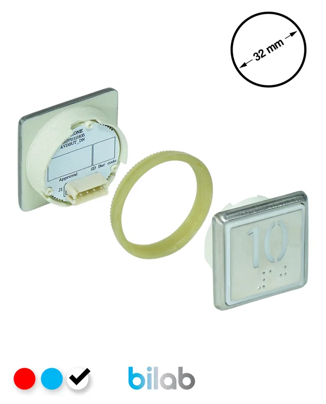 KONE KM863051G081H010 KDS STD BUTON, BEYAZ, KARE, SOMUNLU, SBS.10