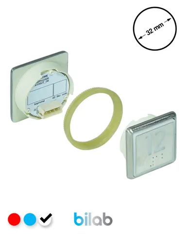 KONE KM863051G081H012 KDS STD BUTON, BEYAZ, KARE, SOMUNLU, SBS.12