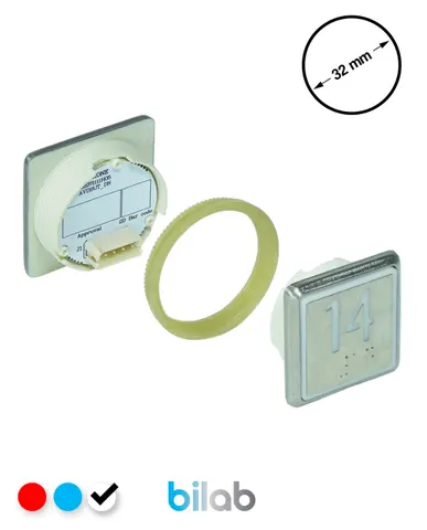 KONE KM863051G081H014 KDS STD BUTON, BEYAZ, KARE, SOMUNLU, SBS.14