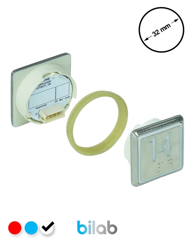 KONE KM863051G081H014 KDS STD BUTON, BEYAZ, KARE, SOMUNLU, SBS.14