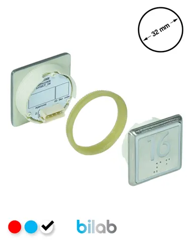 KONE KM863051G081H016 KDS STD BUTON, BEYAZ, KARE, SOMUNLU, SBS.16