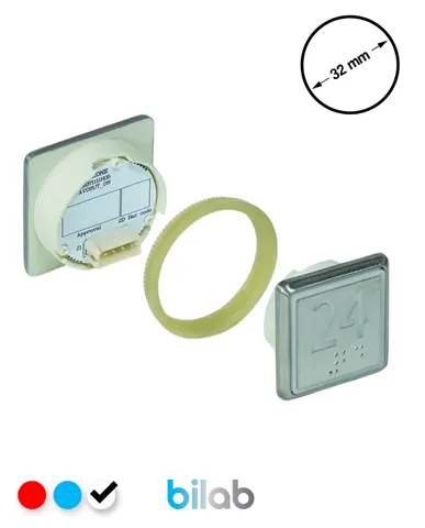KONE KM863051G081H024 KDS STD BUTON, BEYAZ, KARE, SOMUNLU, SBS.24