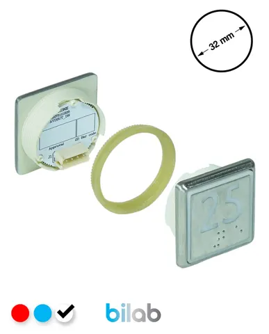 KONE KM863051G081H025 KDS STD BUTON, BEYAZ, KARE, SOMUNLU, SBS.25