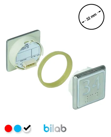 KM863051G081H034 KDS STD BUTON, BEYAZ, KARE, SOMUNLU, SBS.34 – KONE uyumlu