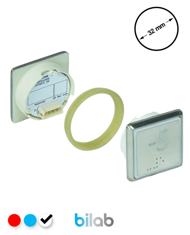 KONE KM863051G081H075 KDS STD BUTON, BEYAZ, KARE, SOMUNLU, SBS.-5