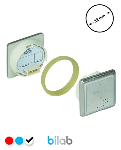 KONE KM863051G081H077 KDS STD BUTON, BEYAZ, KARE, SOMUNLU, SBS.-7