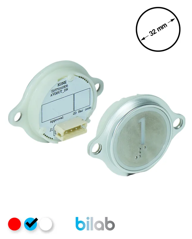 KONE KM863052G065H001 KDS STD BUTON, MAVİ, YUVARLAK, KULAKLI, SBS.1