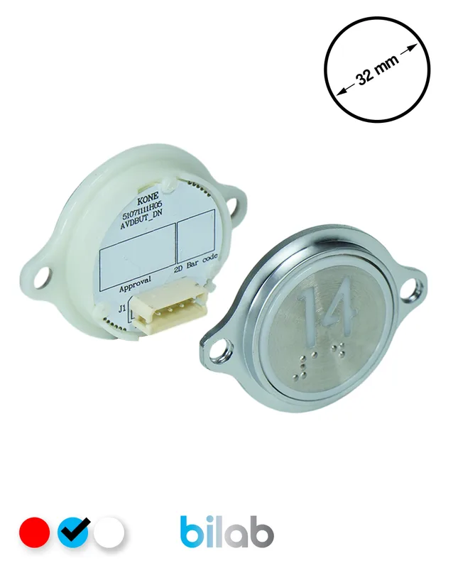KONE KM863052G065H014 KDS STD BUTON, MAVİ, YUVARLAK, KULAKLI, SBS.14