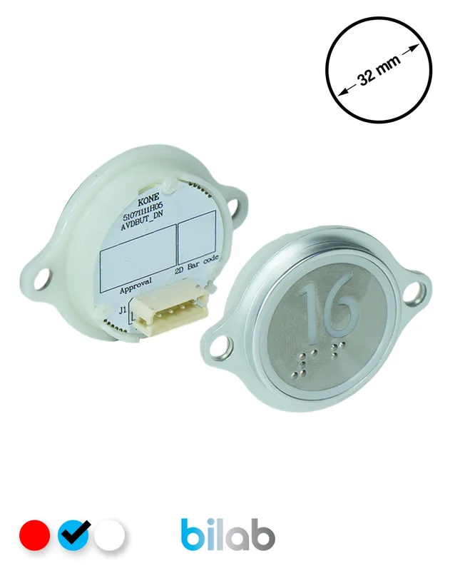 KONE KM863052G065H016 KDS STD BUTON, MAVİ, YUVARLAK, KULAKLI, SBS.16