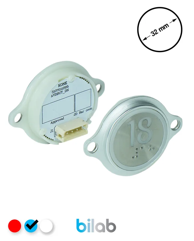 KONE KM863052G065H018 KDS STD BUTON, MAVİ, YUVARLAK, KULAKLI, SBS.18