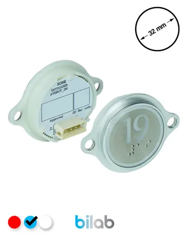 KM863052G065H019 KDS STD BUTON, MAVİ, YUVARLAK, KULAKLI, SBS.19 – KONE uyumlu