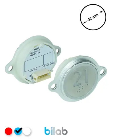 KM863052G065H021 KDS STD BUTON, MAVİ, YUVARLAK, KULAKLI, SBS.21 – KONE uyumlu
