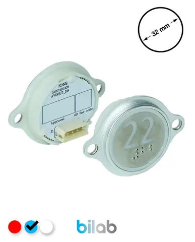 KM863052G065H022 KDS STD BUTON, MAVİ, YUVARLAK, KULAKLI, SBS.22 – KONE uyumlu