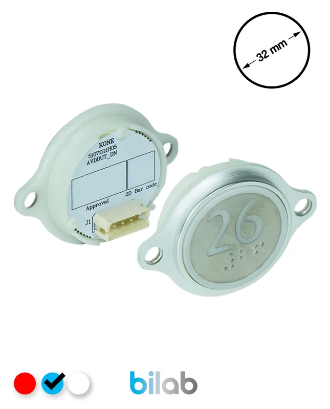 KONE KM863052G065H026 KDS STD BUTON, MAVİ, YUVARLAK, KULAKLI, SBS.26