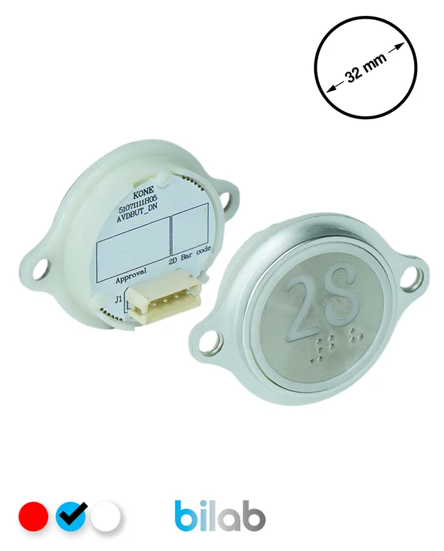 KONE KM863052G065H028 KDS STD BUTON, MAVİ, YUVARLAK, KULAKLI, SBS.28