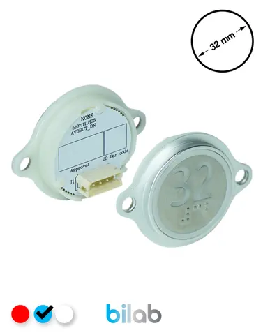 KM863052G065H032 KDS STD BUTON, MAVİ, YUVARLAK, KULAKLI, SBS.32 – KONE uyumlu