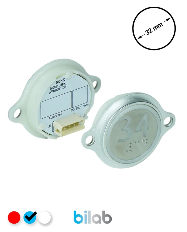 KONE KM863052G065H034 KDS STD BUTON, MAVİ, YUVARLAK, KULAKLI, SBS.34