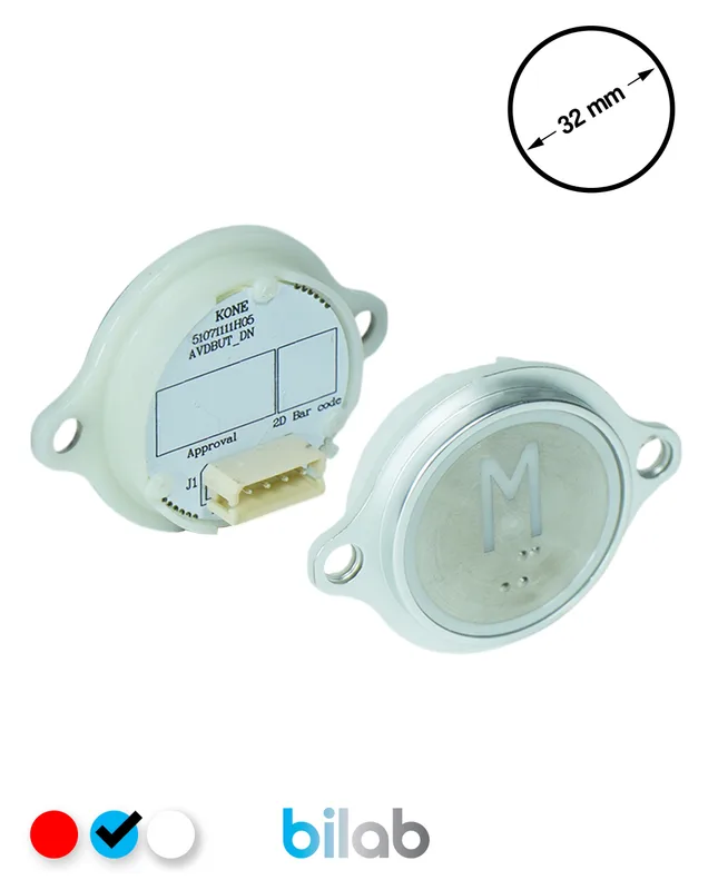 KONE KM863052G065H132 KDS STD BUTON, MAVİ, YUVARLAK, KULAKLI, SBS.M