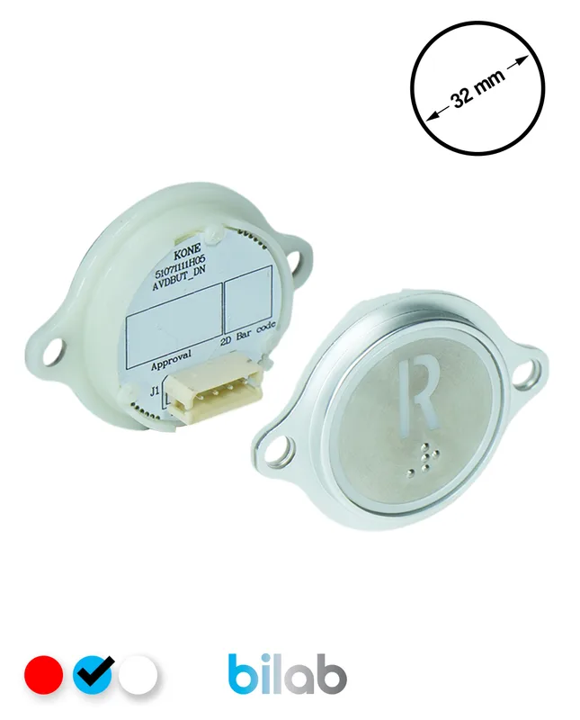 KONE KM863052G065H137 KDS STD BUTON, MAVİ, YUVARLAK, KULAKLI, SBS.R