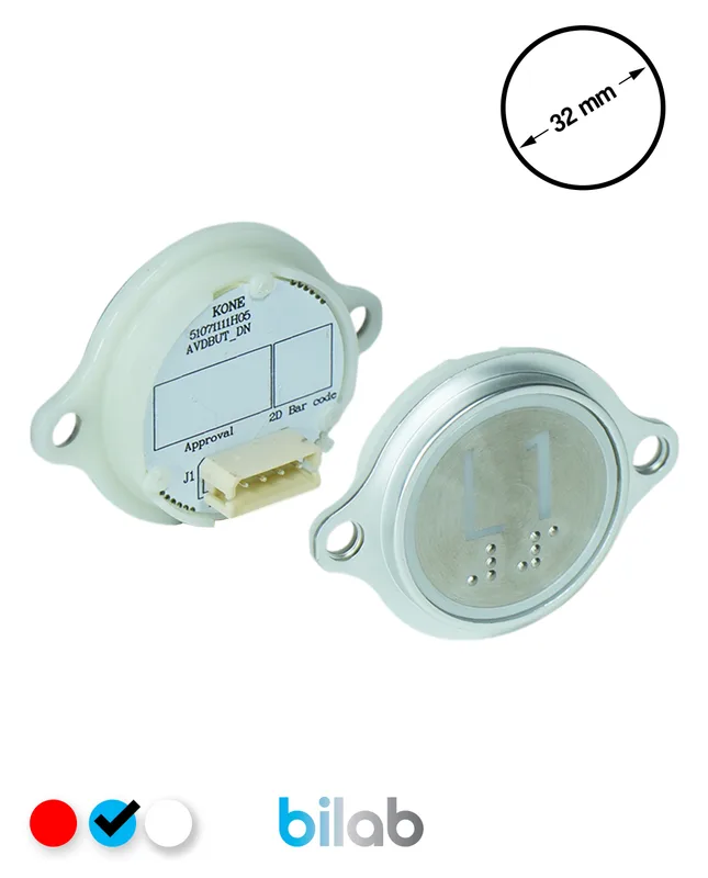 KONE KM863052G065H271 KDS STD BUTON, MAVİ, YUVARLAK, KULAKLI, SBS.L1