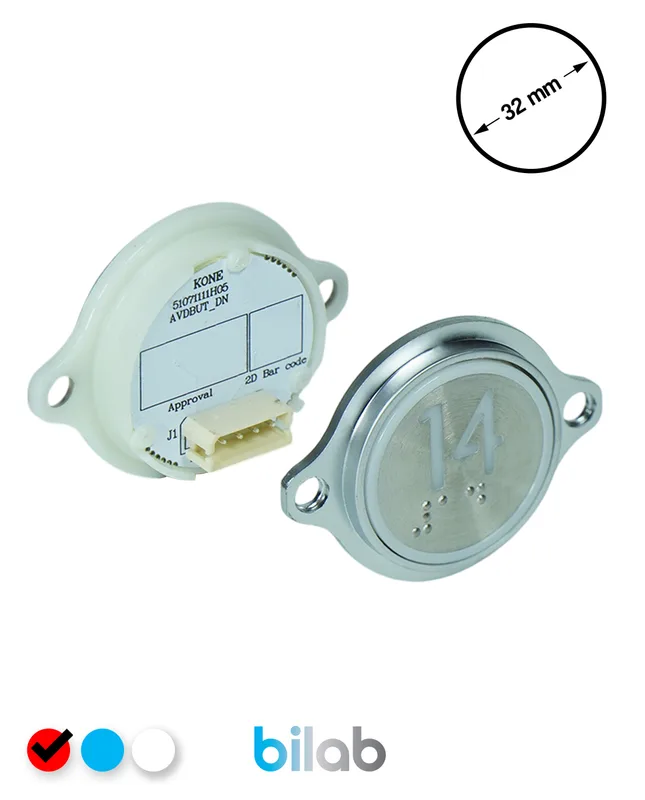 KONE KM863052G069H014 KDS STD BUTON, KIRMIZI, YUVARLAK, KULAKLI, SBS.14
