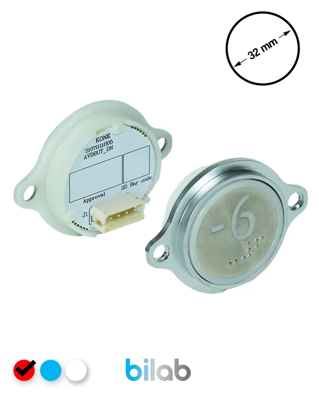 KONE KM863052G069H076 KDS STD BUTON, KIRMIZI, YUVARLAK, KULAKLI, SBS.-6