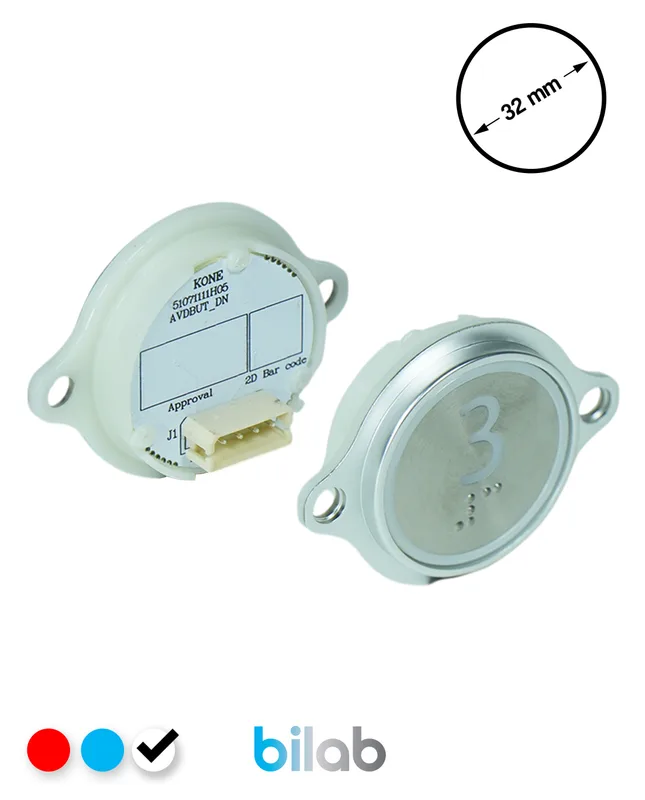 KONE KM863052G081H003 KDS STD BUTON, BEYAZ, YUVARLAK, KULAKLI, SBS.3