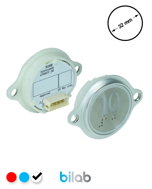 KONE KM863052G081H010 KDS STD BUTON, BEYAZ, YUVARLAK, KULAKLI, SBS.10
