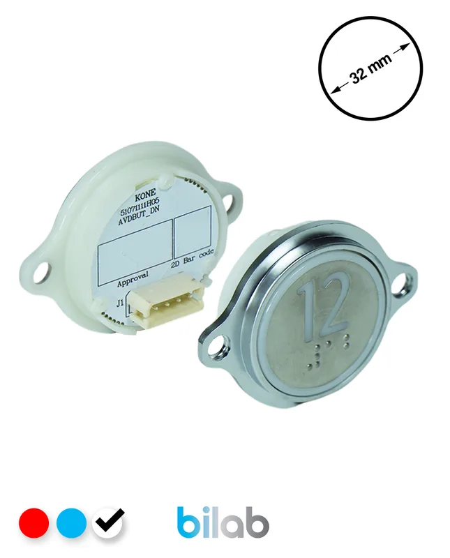 KONE KM863052G081H012 KDS STD BUTON, BEYAZ, YUVARLAK, KULAKLI, SBS.12