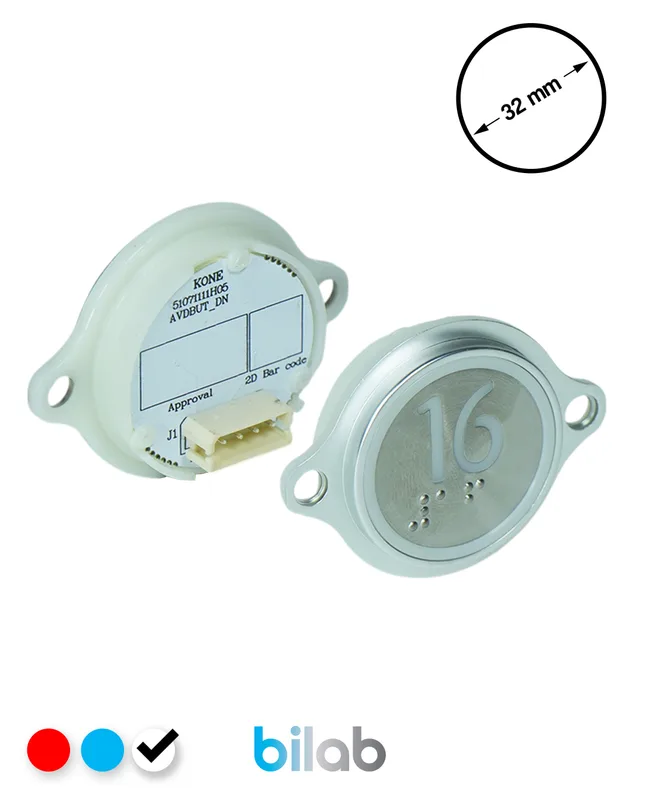 KONE KM863052G081H016 KDS STD BUTON, BEYAZ, YUVARLAK, KULAKLI, SBS.16