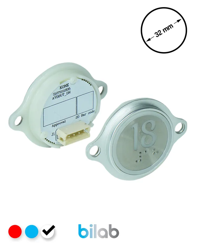 KONE KM863052G081H018 KDS STD BUTON, BEYAZ, YUVARLAK, KULAKLI, SBS.18
