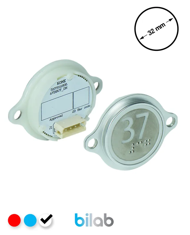KONE KM863052G081H037 KDS STD BUTON, BEYAZ, YUVARLAK, KULAKLI, SBS.37