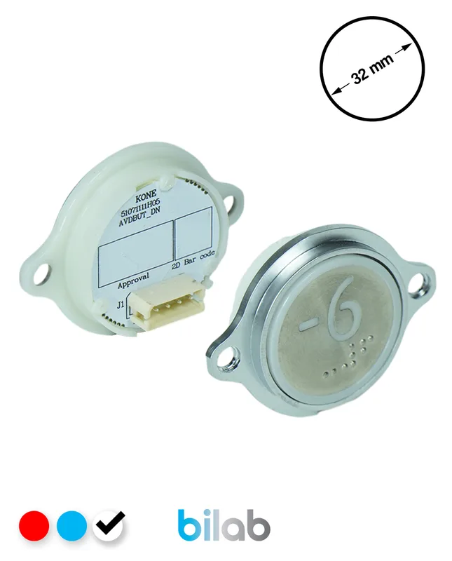 KONE KM863052G081H076 KDS STD BUTON, BEYAZ, YUVARLAK, KULAKLI, SBS.-6