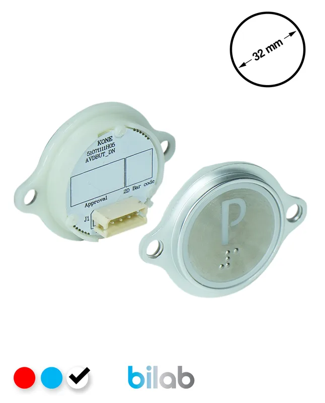 KONE KM863052G081H135 KDS STD BUTON, BEYAZ, YUVARLAK, KULAKLI, SBS.P