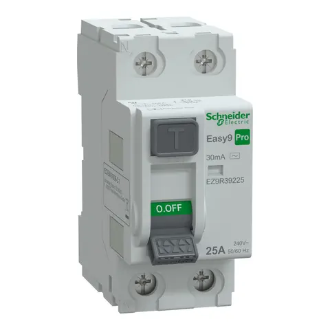 SCHNEIDER EZ9R39225 EASY9 PRO KAÇAK AKIM KORUMA RÖLESİ, 2P, 25A, 30mA, AC TİPİ
